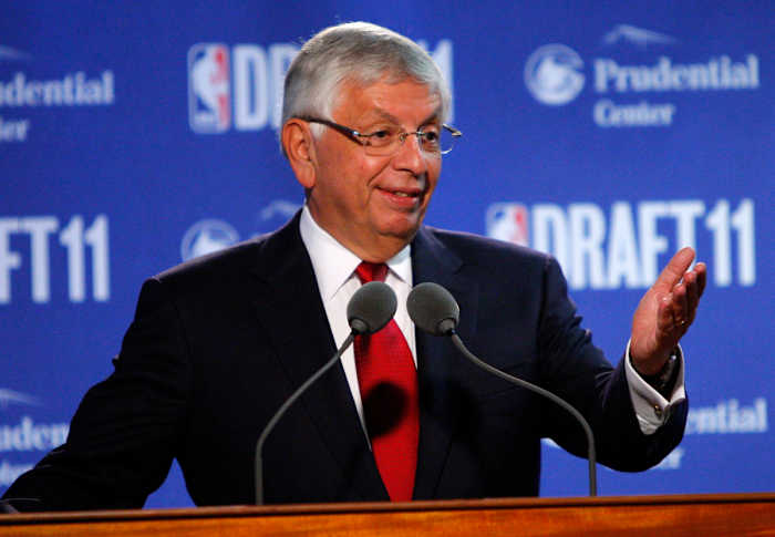 NBA commissioner David Stern speaks during a league announcement that 2011 NBA Draft will be held at the Prudential Center.